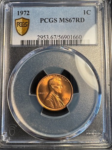 PCGS MS67 RD 1972 Lincoln Memorial Cent Red - Picture 2 of 3