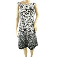 Calvin Klein Women's Cotton Blend Black White Sleeveless Stretch Sheath Dress 12
