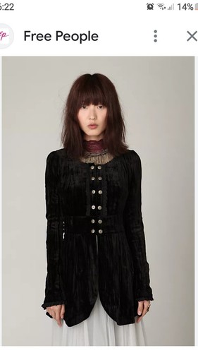 Discontinued Jacket. Free People Black Velvet Victorian Jacket Sz 0