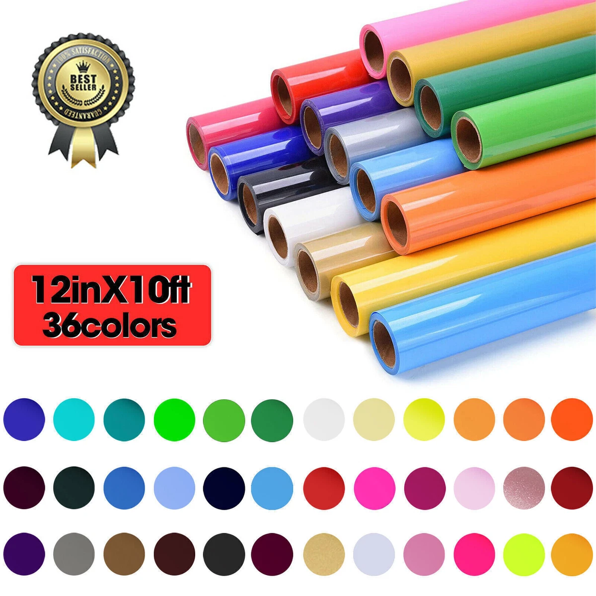 Fast Shipping, Heat Transfer Vinyl Bundle 38 Colors 12 X 10 Iron