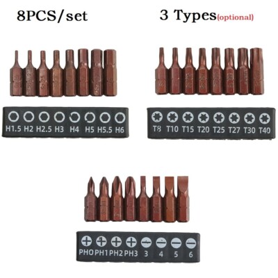 8Pcs-PH/Torx Star Screwdriver Bits 1/4 Hex Shank Security Magnetic Driver Bit