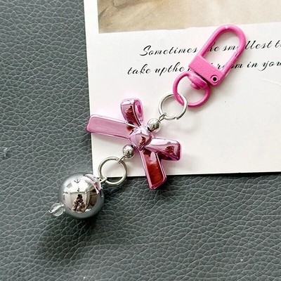 Metallic Luster Keychain Bow Pendant Keyring For Backpack Headphone Case Charm
