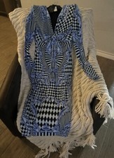 NWT Versace Blue Printed Harlequin MIDI Dress Size 8