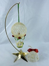 Hot Air Balloon w/music and a Bell Ornament Starched Crocheted Handmade