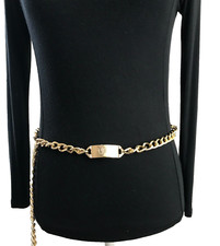 Women's Chain Belt One Size Gold Metal Lion Face Chunky Coin Casual Dress Links