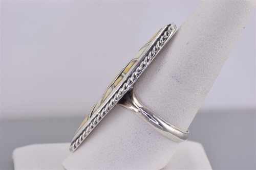 Anillo de banda distintivo madre perla mosaico de plata esterlina 44 mm talla: 9,5 - Imagen 5 de 8