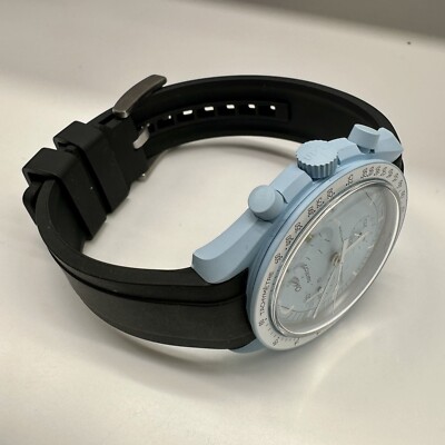 20mm BLACK Vulcanized Caoutchouc rubber Strap Moonswatch