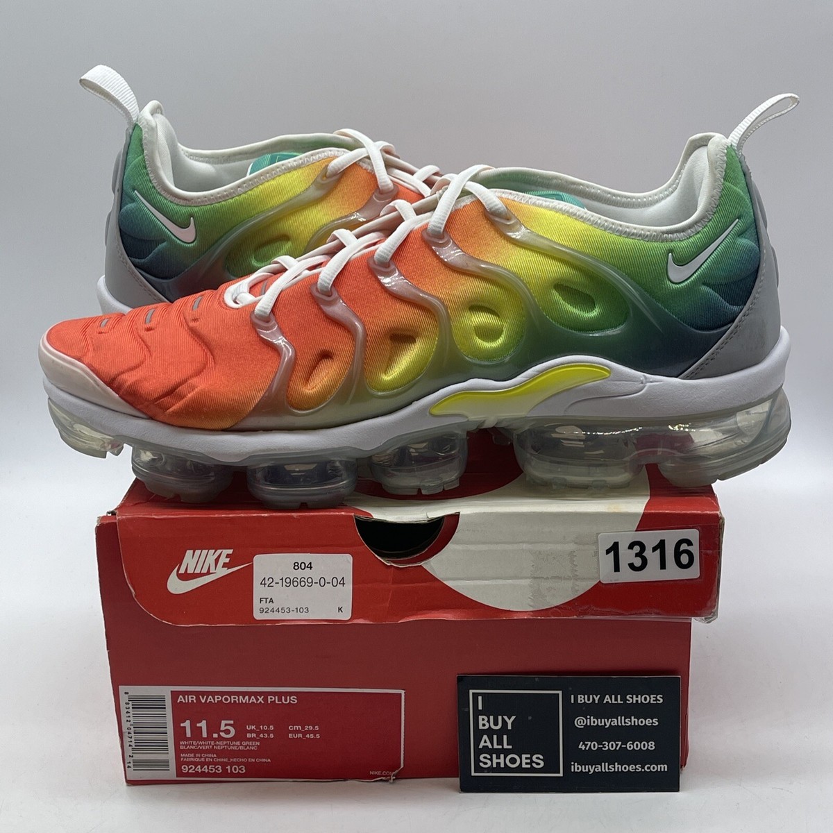 Size Nike Air VaporMax Plus Retuned Air Grey Red Grey Suede  (924453-103)