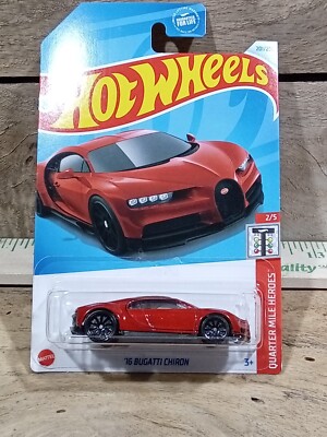 2024 Hot Wheels 201/250 16 Red Bugatti Chiron Quarter Mile Heroes 2/5