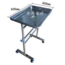 Medical Tool Stainless Steel Surgical Tray Rack Cart Double Lift Lock Adjustment