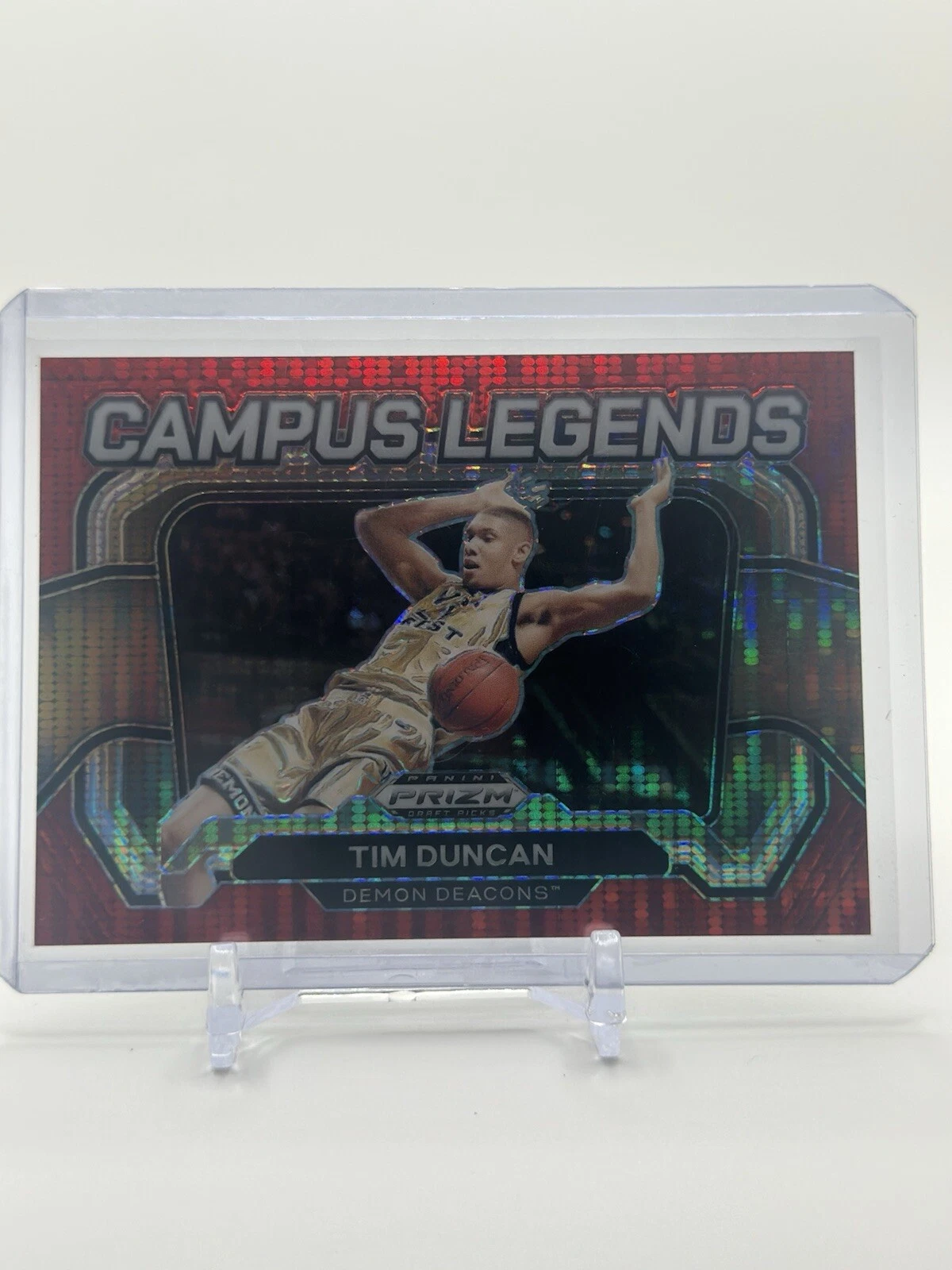 2024 Prizm Draft Picks Tim Duncan Campus Legends Red Pulsar /299