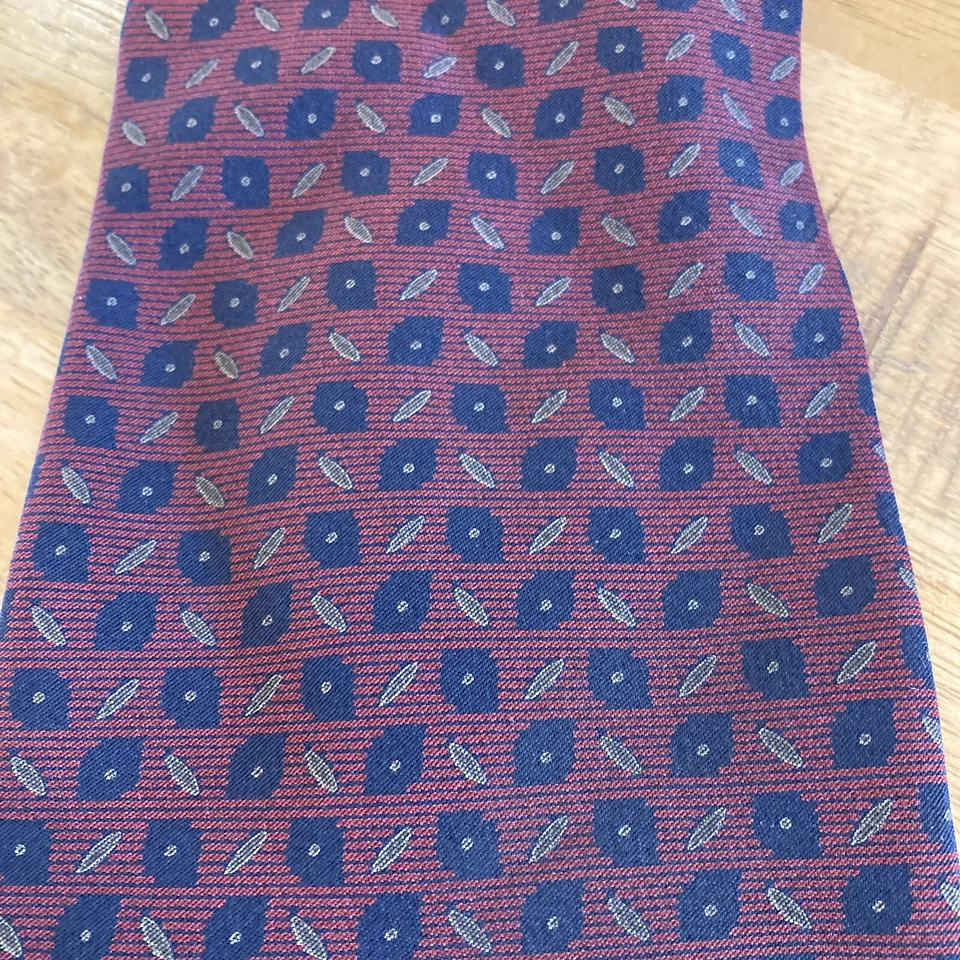 Corbata de seda italiana COACH para hombre diseñador geométrica BORGOÑA ITALIA 57" X 4" Foto 3 de 4