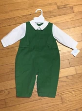 NWT Petit Pomme by Petit Ami Green Cord One Piece Romper 9 Months