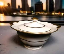 Theodore Haviland New York Concorde Pattern Sugar Bowl With Lid 3.5"H 2 Pieces