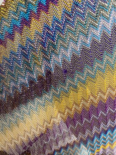 MISSONI Chevron Zig Zag Scialle Frange Poncho Mantello Multicolore Boho Spiaggia - Foto 8 di 11