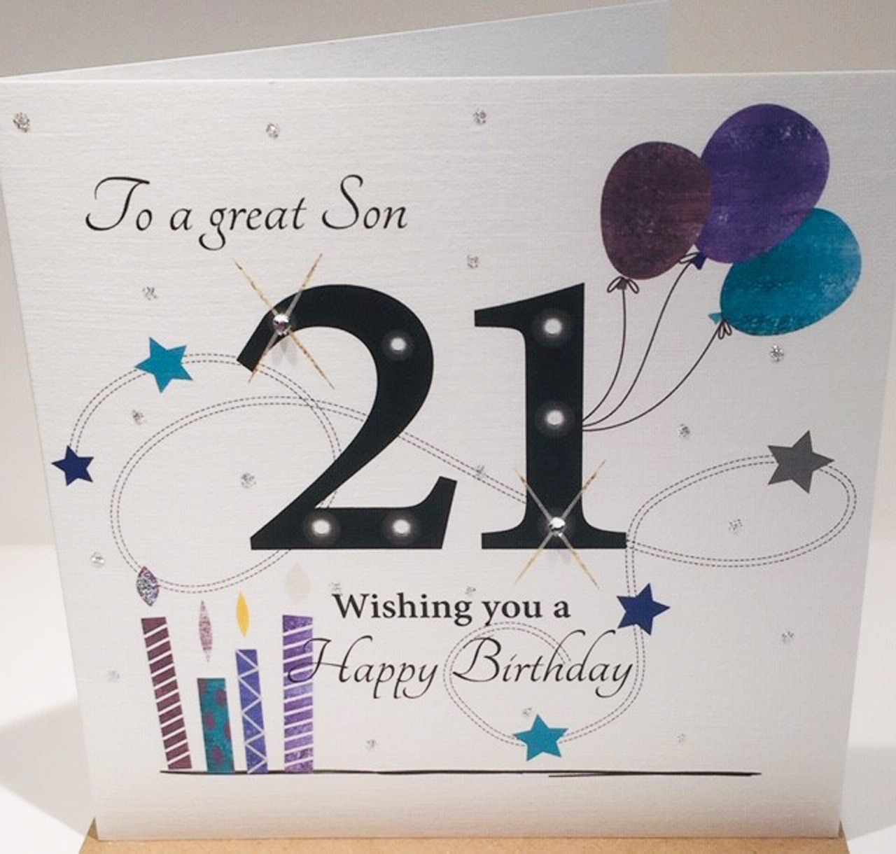 Son Happy 21st Birthday Blank Greeting Card Rush Design