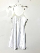 Val Mode Size M White Sheer Trim Lingerie Chemise Sleepwear Women Made in USA