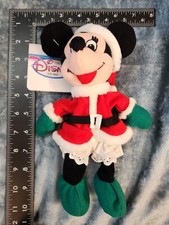 The Disney Store Christmas Mini Bean Bag Plush Santa Minnie Mouse 7  