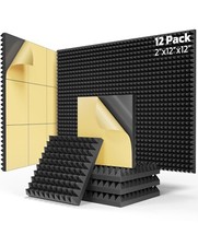 12 Pack Pyramid Sound Proof Foam Panels with Self-Adhesive 2 extras