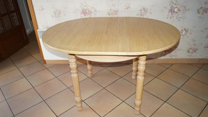 Table Ronde Chene Massif Avec 4 Rallonges