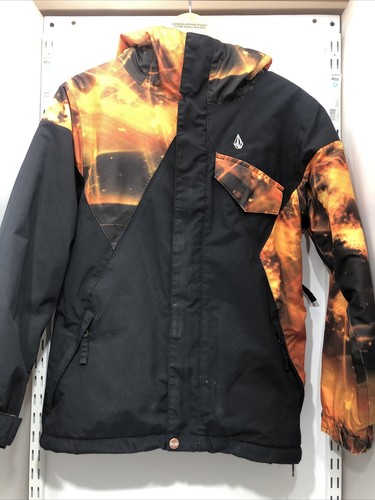 CHAQUETA VOLCOM TRACKER Big Boys Juvenil talla Mediana NEGRO NARANJA ESTAMPADO GALAXIA - Imagen 1 de 12