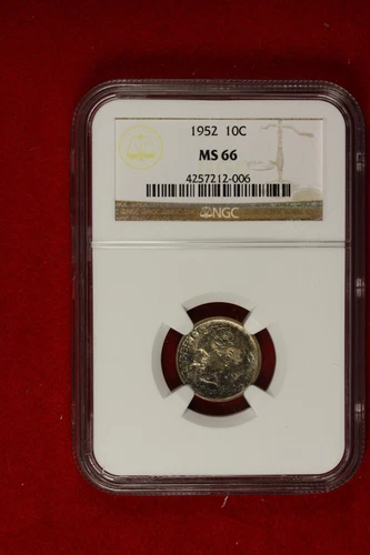 1952 NGC MS66  ROOSEVELT DIME #E0873