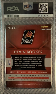 その他 Devin Booker Prizm silver RC PSA9 2015 PANINI PRIZM SILVER PRIZMS DEVIN BOOKER ROOKIE RC #308 PSA 9