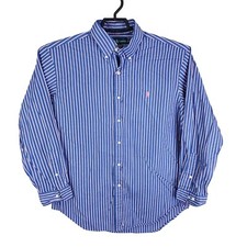 Mens Ralph Lauren Blue Pink Striped Dress Shirt Button Down Classic Fit Size 16