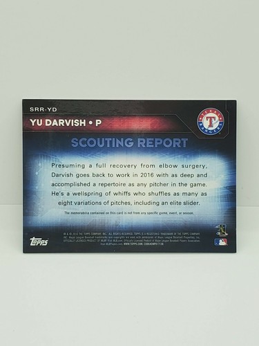 2016 Topps Scouting Report Relics #SRRYD Yu Darvish - Picture 4 of 6