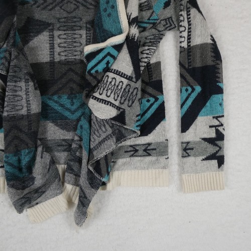 Xhilaration Cardigan Girls Size X-Small Gray/ Teal Aztec Print Made in USA - Picture 6 of 17