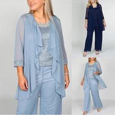 US Womens Party Suit Dressy 3-Piece Set Outfit Formal Set Evening Party Cardigan