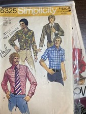 Simplicity 5325 Vintage 70's Men's Set of Shirts Sewing Pattern Sz. 15