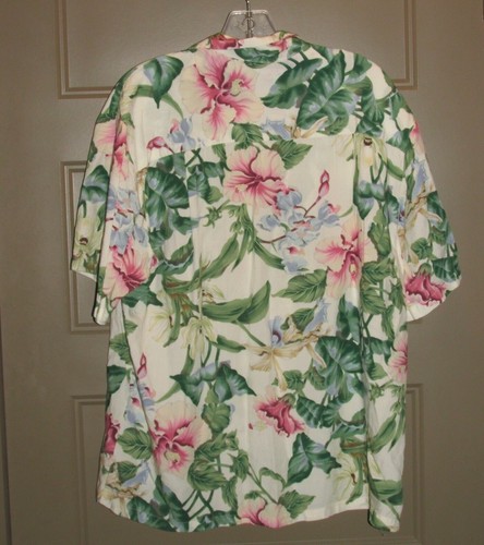 Hawaiian Shirt Paradise Found VTG Hibiscus Rayon Made Hawaii Men's L (X2-9) - 第 2/4 張圖片