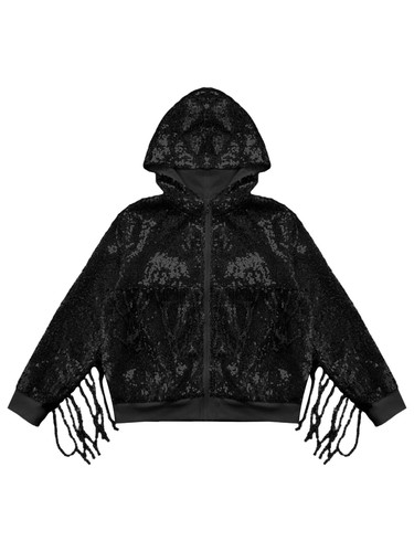 Niños Niñas Ropa Exterior Abrigo Brillante Chaqueta Jazz Manga Larga Lentejuelas Tema Borlas - Imagen 37 de 81