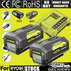 2X Battery & Charger For Ryobi 40V With LED Lithium-Ion 40-Volt OP406VNM OP40602