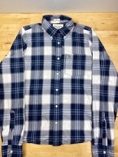 Abercrombie  Fitch Muscle Button Up Shirt L Long Sleeve Plaid Blue Casual 6856