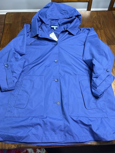 Koret Womens Plus Size 2X Lined Spring Jacket Blue NWT Detachable Hood *read