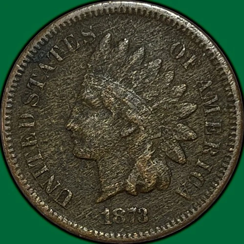 1873 Open 3 Indian Head Cent Extremely Fine XF Coin, Corrosion #33494