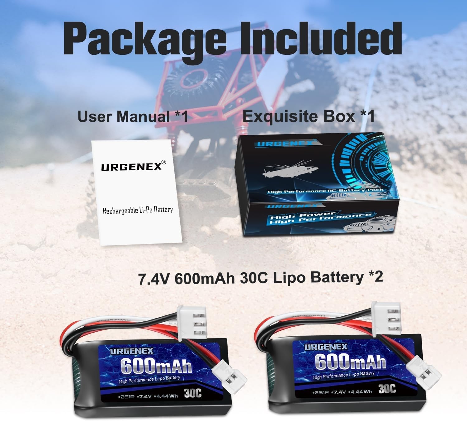 Performance-Driven 600mAh 7.4V Lipo Battery with Molex Plug - 2-Pack Offer