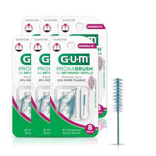 GUM 612A Proxabrush Go-Betweens Interdental Brush Refills Moderate 8 Ct - 6pk
