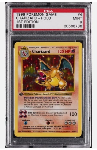 1999 charizard holo 1st editon #4 psa 9