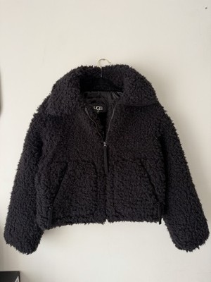 UGG - UGG(アグ) 1120636 MAEVE SHERPA JACKET Black UGG Maeve Sherpa Teddy Jacket Black Full Zip Women's XS Cozy Warm