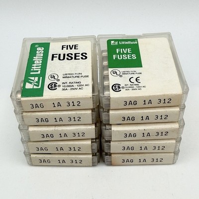 Littelfuse 3AG 1A 312 Fast-Acting Glass Fuse, 250V, New Open Box, Lot of 47