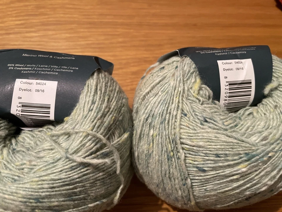2 balls x 100g Debbie Bliss Fine Donegal Tweed in Light Blue Green ( Moy?) 54024 - Image 2 of 4