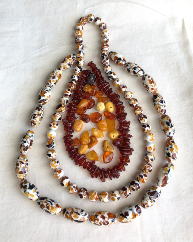 Lot of Amber Mosaic Amber Chip Stone Gemstone Beads for Jewelry Making Craft