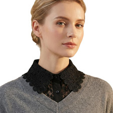 Women White Lace Collar Detachable Dickey, Faux False Collar Half Shirts for Wom