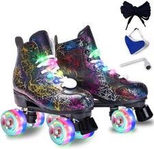 Roller Skates Women Men Microfiber Leather Roller Skate Classic High Top Double