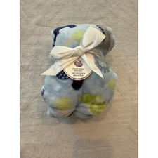 Parents Choice Plush Baby Blanket Blue Dinosaur Print 30x36 Oeko-Tex New