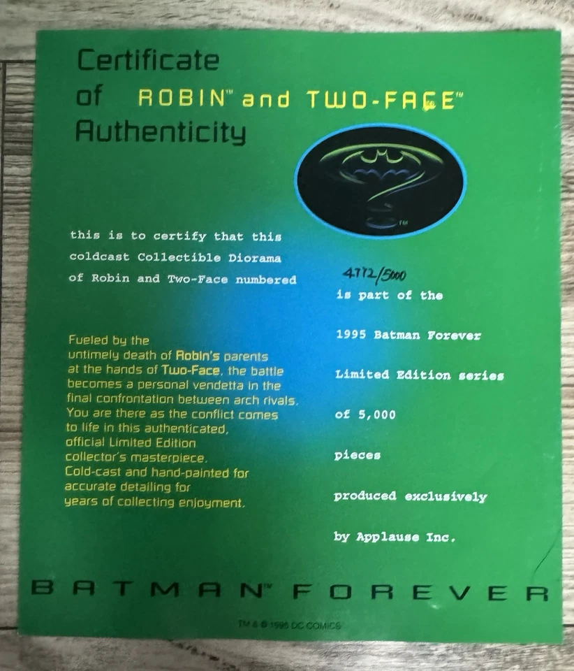 Batman Forever 1995 Robin vs. Dos Caras Estatua Cerámica Figura 4772/5000 - ¡SELLADO! Foto 2 de 4