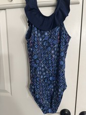 NWOT Land's End Ruffled lined Swimsuit One Piece size L 10- 12 Girls modest